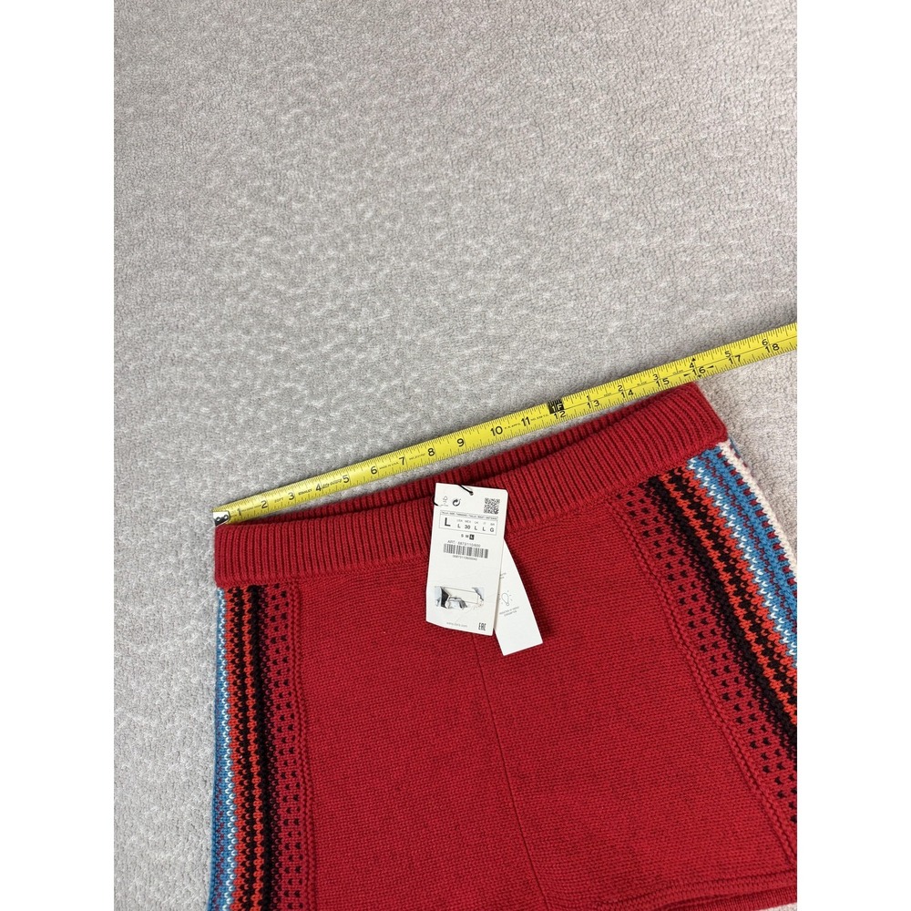 Zara Red High Waist Knit Shorts with Multicolor Side Stripes - Picture 4 of 8